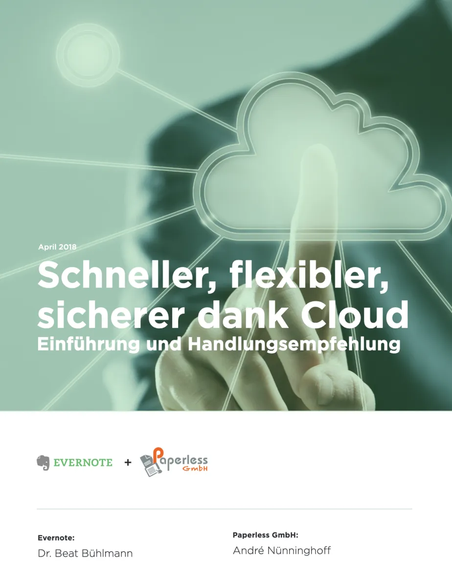 Titelseite des Praxispapiers „Schneller, flexibler, sicherer dank Cloud“